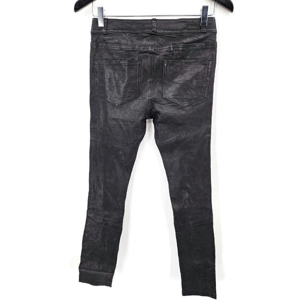 New Paige Verdugo Black Leather Pants Womens 27 Ankle Skinny - Picture 6 of 7